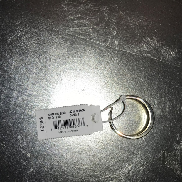 NWOT Kendra Scott Zorte Gold Hammered Double Band Ring - Picture 4 of 5